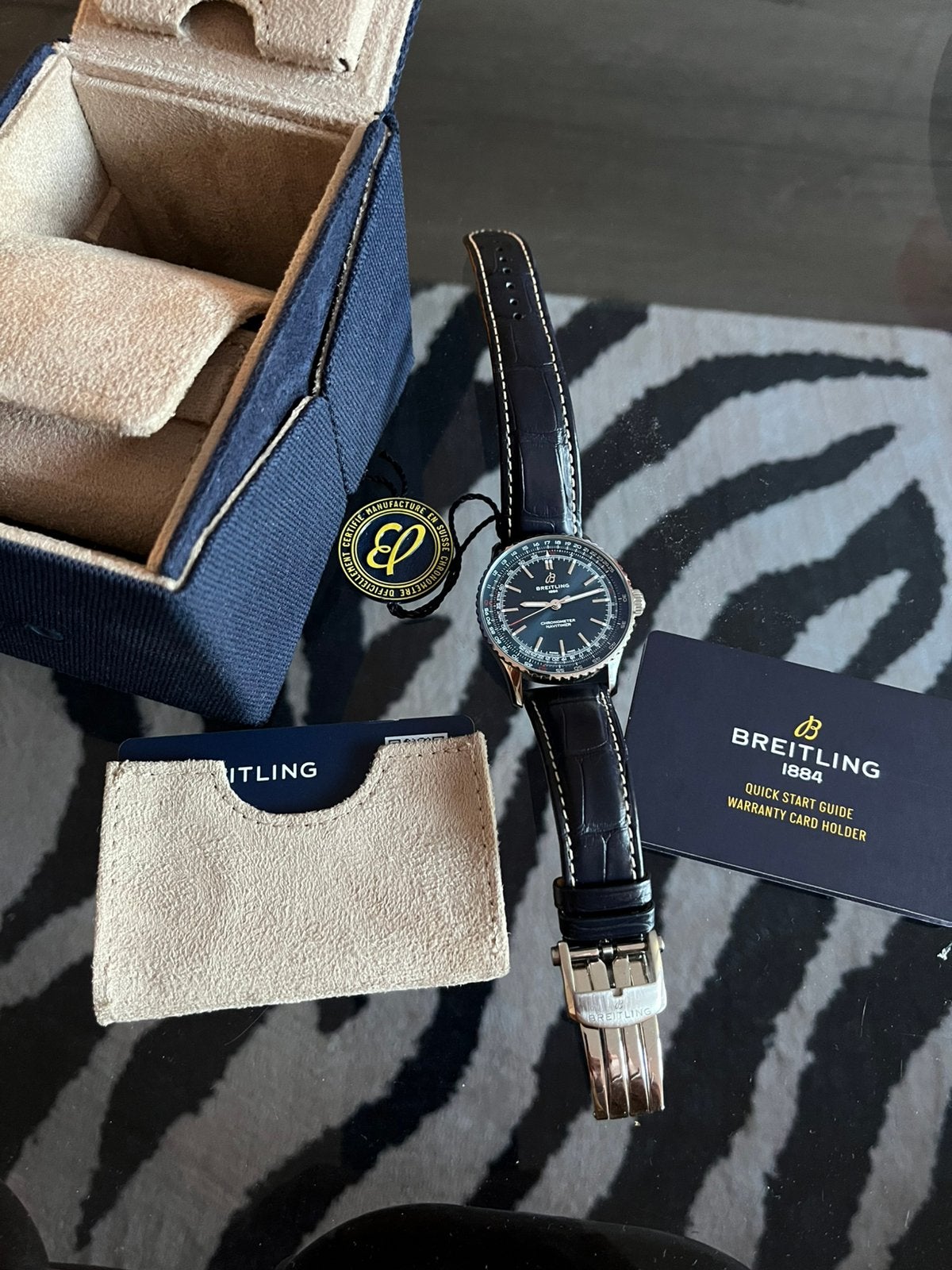 breitling navitimer 41mm, Leer, Staal, Breitling, Polshorloge