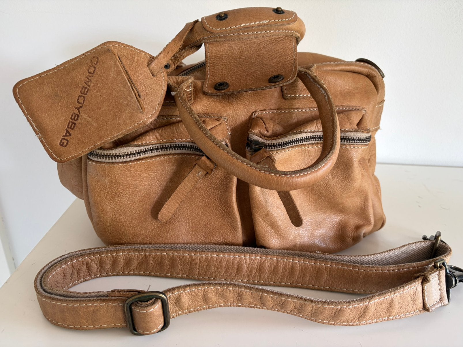 Cowboy bag tas cognac kleur, Ophalen of Verzenden, Zo goed als nieuw, Bruin, Handtas