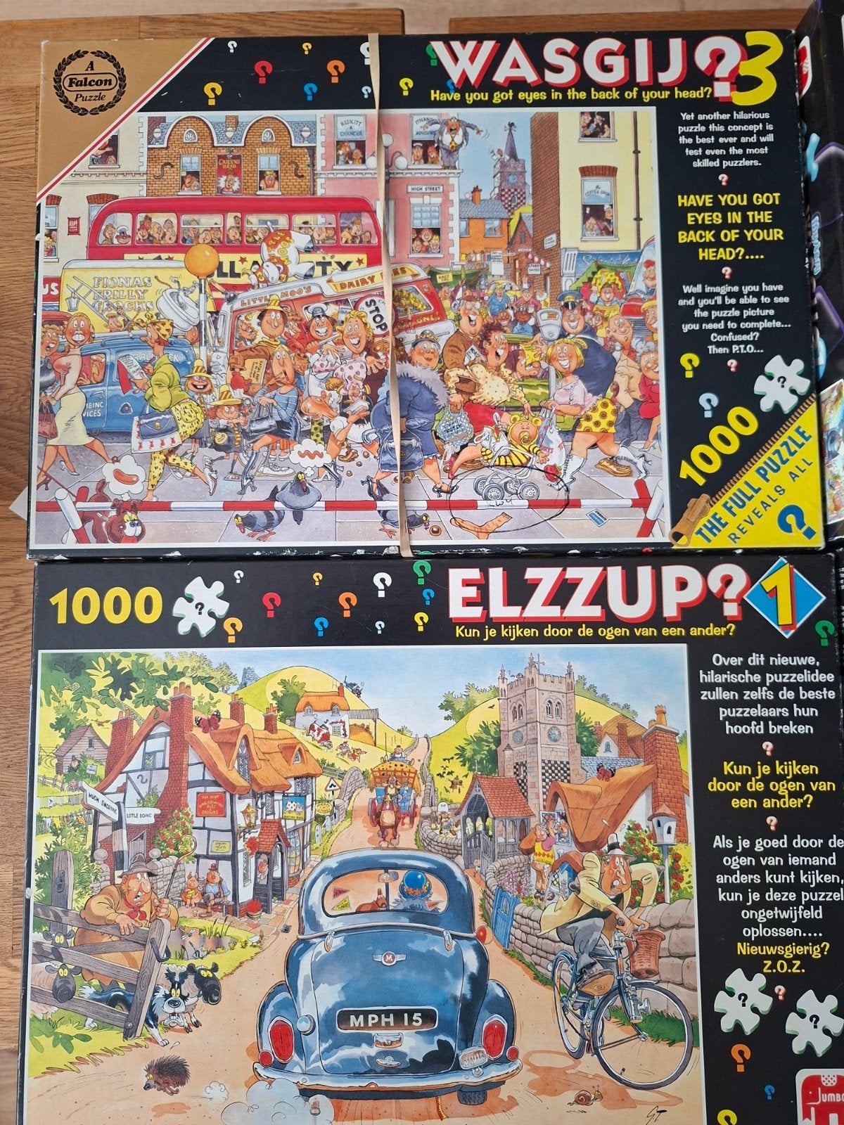 Wasgij Puzzels ontbreekt een stukje 5 voor 10 euro, Hobby en Vrije tijd, Ophalen of Verzenden, 500 t/m 1500 stukjes, Gebruikt