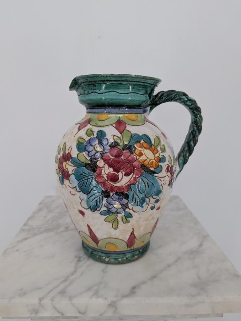 Antieke Handbeschilderde Aardewerk Kan | 1920 | Decoratief, Antiek en Kunst, Ophalen of Verzenden