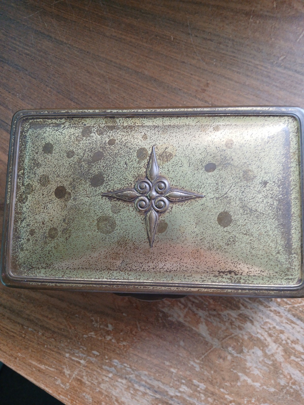 Oude Koperen Sier Sigarenkistje - Bijzonder Bewaarobject, Antiek en Kunst, Antiek | Koper en Brons, Ophalen of Verzenden, Koper