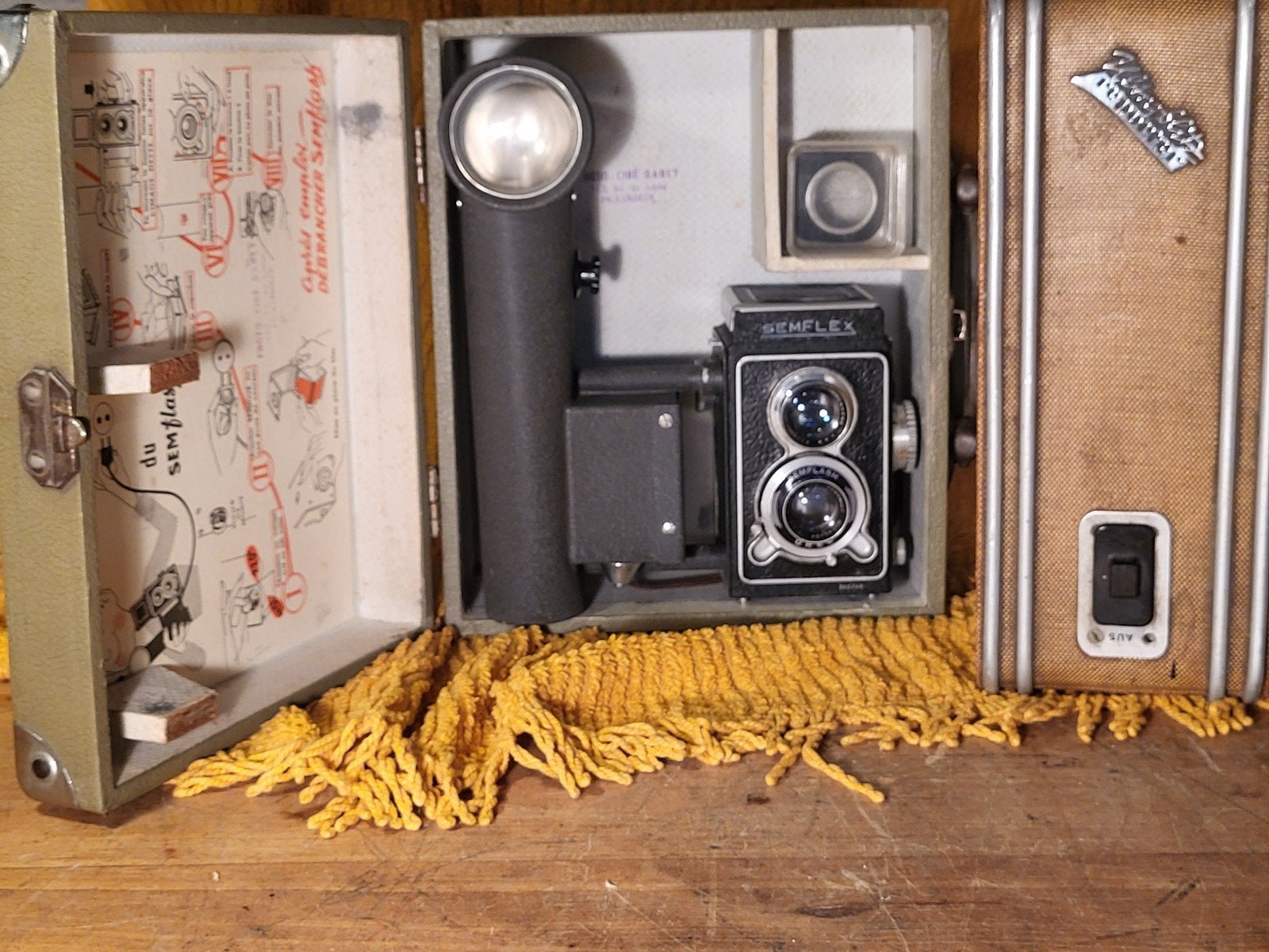 Semflex Semflash TLR 6x6 camera met SOM Berthiot 3.5/75mm le, Ophalen of Verzenden, Gebruikt, Compact, Overige Merken