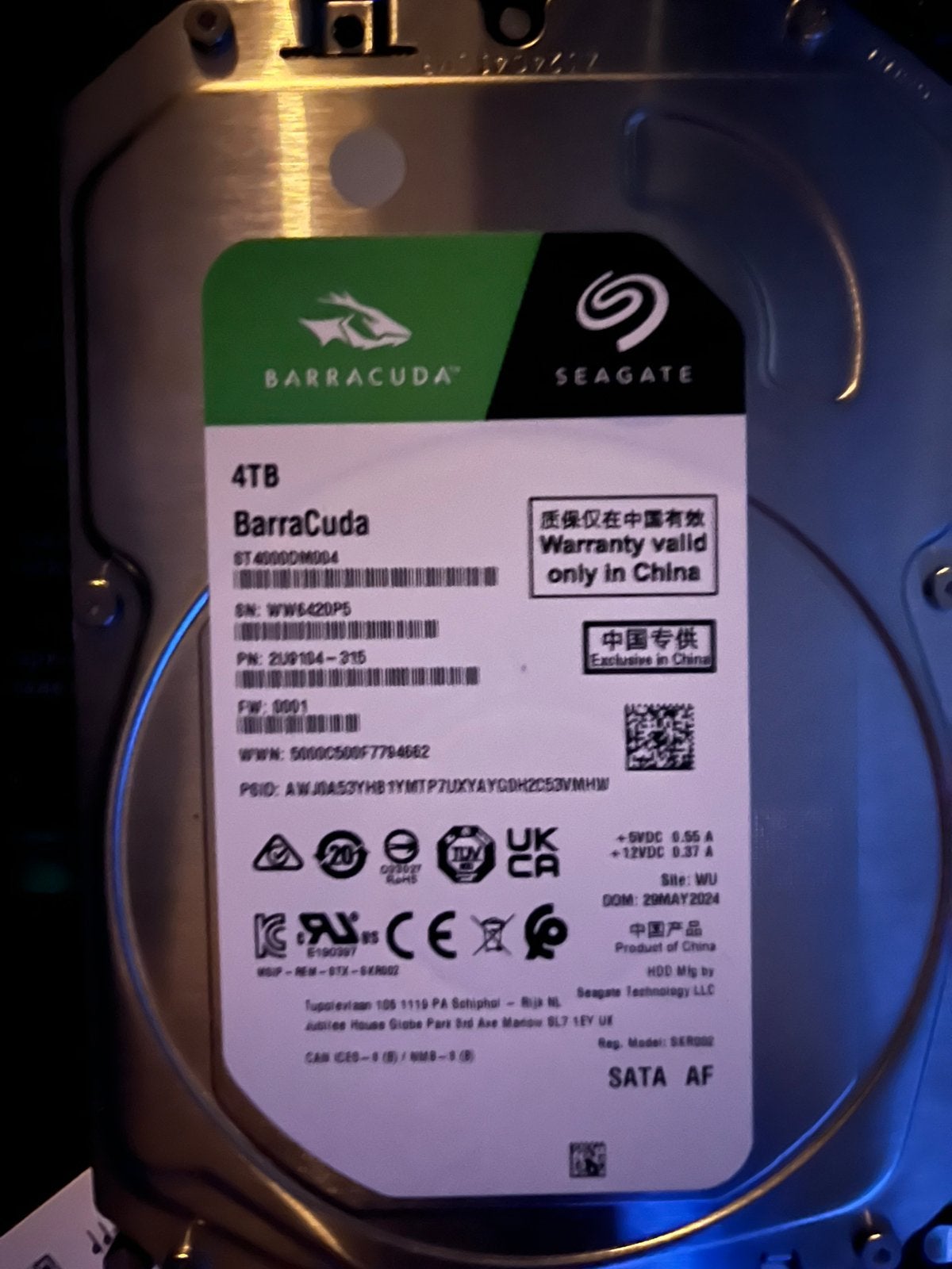 SATA Seagate BarraCuda 4tb - st4000dm004, Computers en Software, Harde schijven, Ophalen, Intern, Gebruikt, Desktop