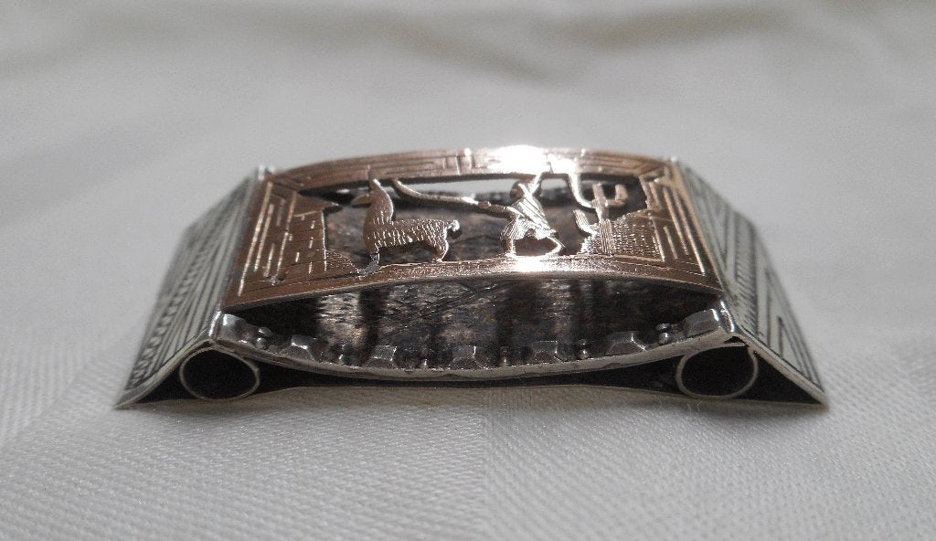 Zilver met goud vintage Peruaanse broche nr.1643, Verzenden, Zilver, Broche