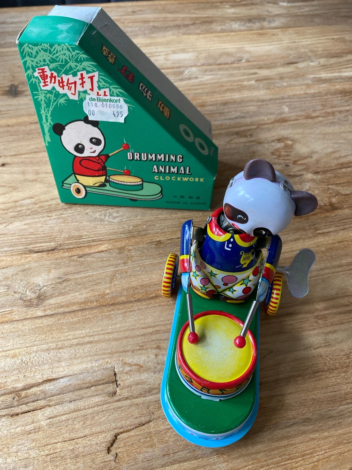 Antiek blikken opwind speelgoed: Trommelende Panda, Antiek en Kunst, Antiek | Speelgoed, Ophalen of Verzenden