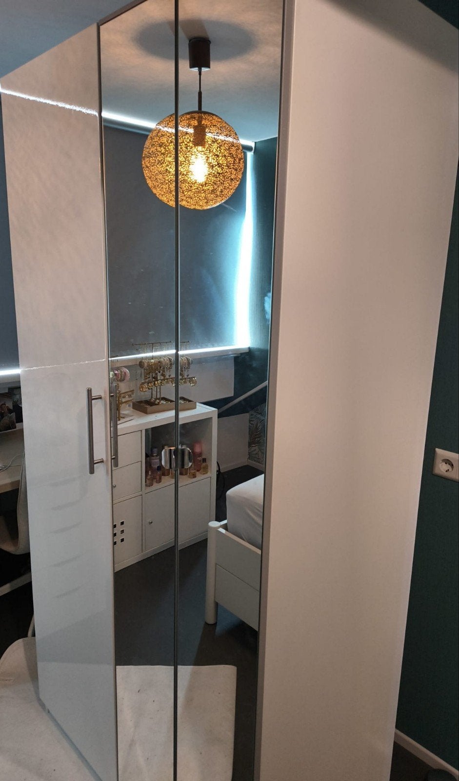 Pax kast hoogglans wit met spiegeldeur, Ophalen, Met deur(en), 100 tot 150 cm, 200 cm of meer