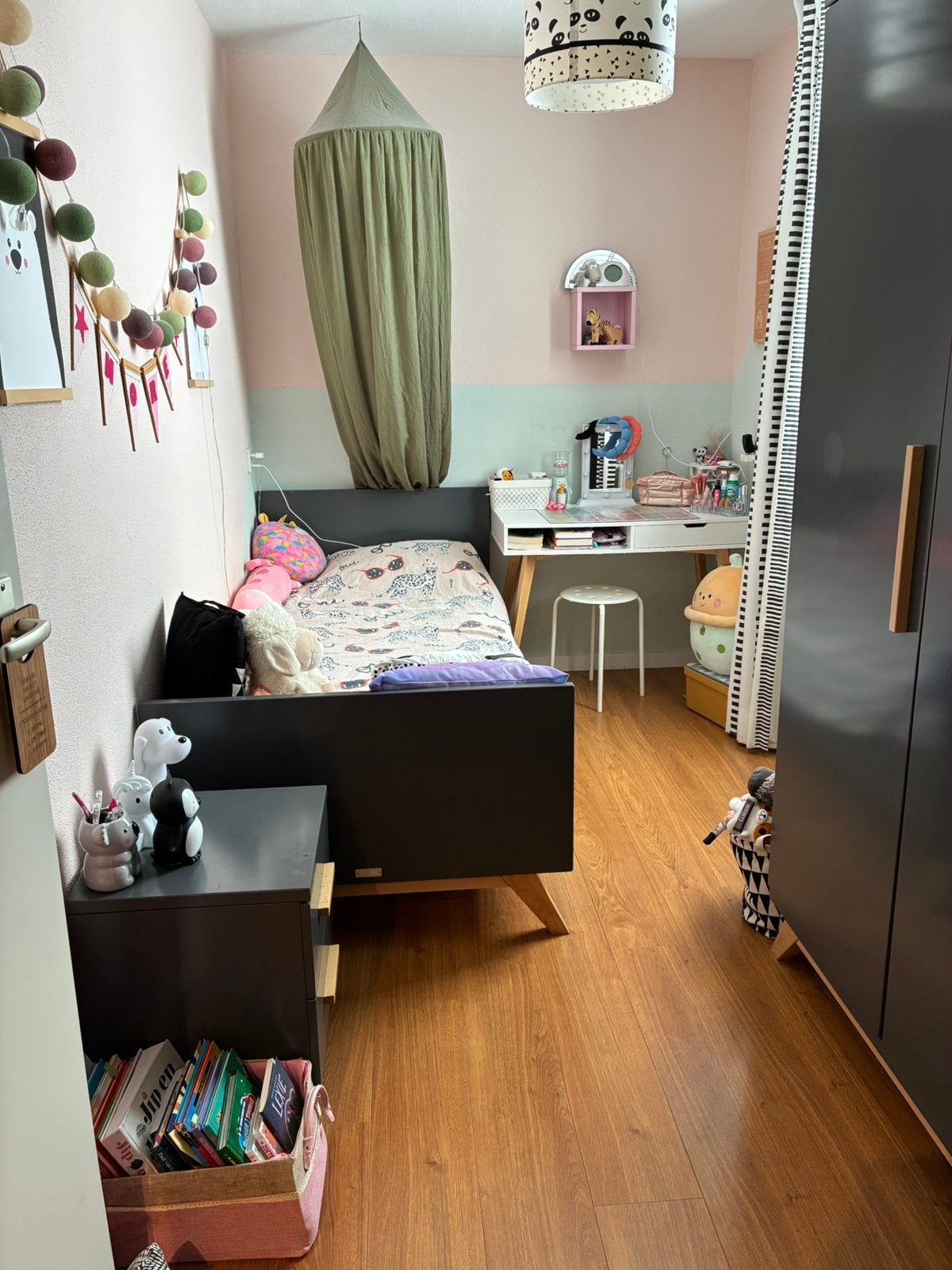 Kinder slaapkamer Bopita Kyan donkergrijs/naturel, Ophalen, Gebruikt, Eenpersoons