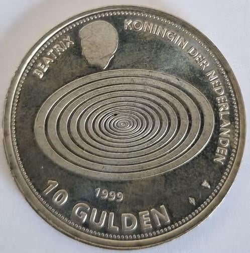 Zilveren 10 Gulden Millenium 1999/2000 – Beatrix Koningin, Postzegels en Munten, Munten | Nederland, Ophalen of Verzenden, Koningin Beatrix