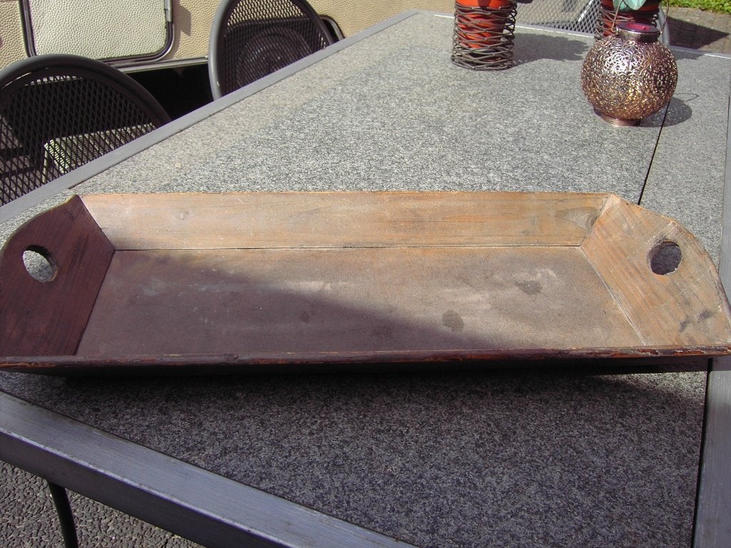 Houten dienblad nostalgisch langwerpig, Gebruikt, Ophalen of Verzenden, Dienblad, Afgeronde hoeken