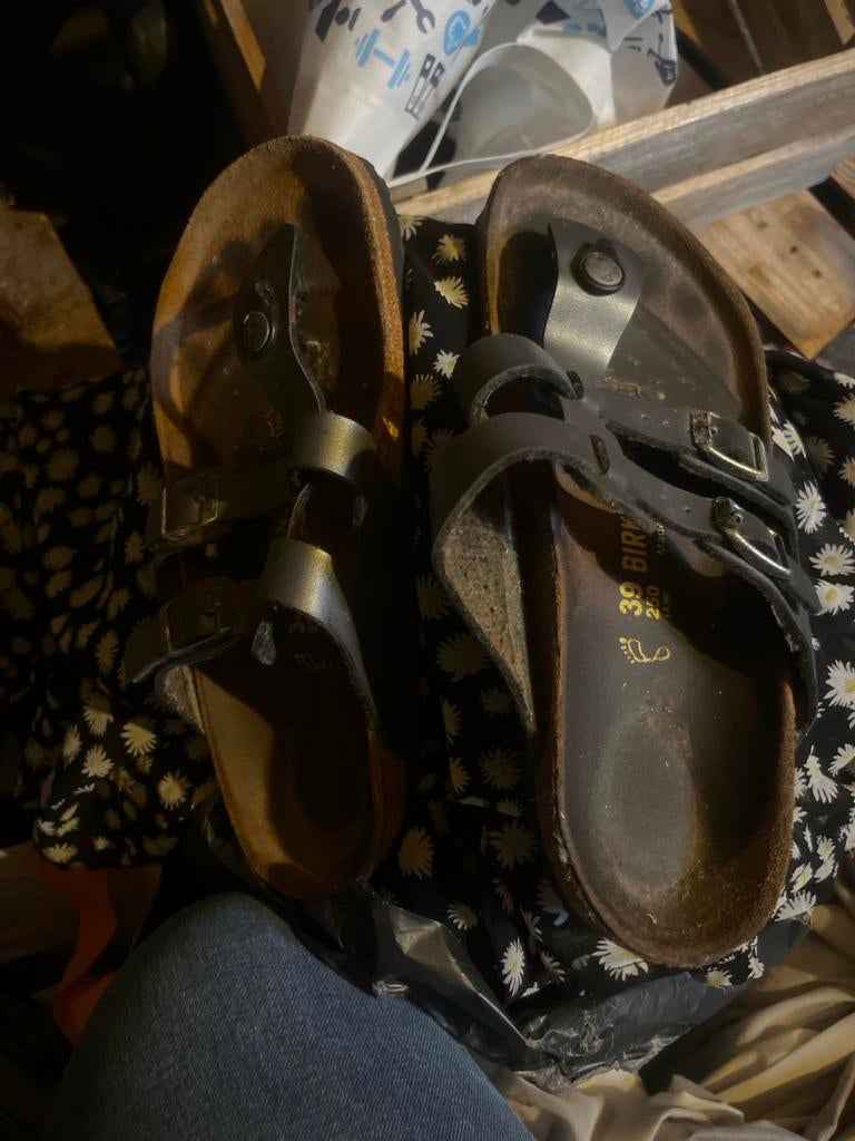Birkenstock slippers maat 39 - Zwart, Ophalen of Verzenden, Gedragen, Zwart, Slippers