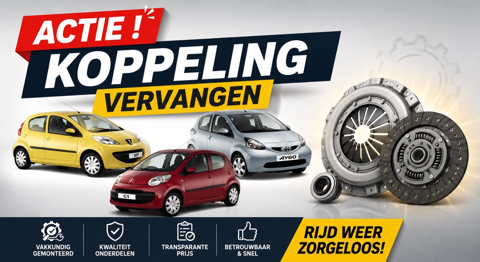 Koppelingsset voor Toyota Aygo, Citroën C1, Peugeot 107