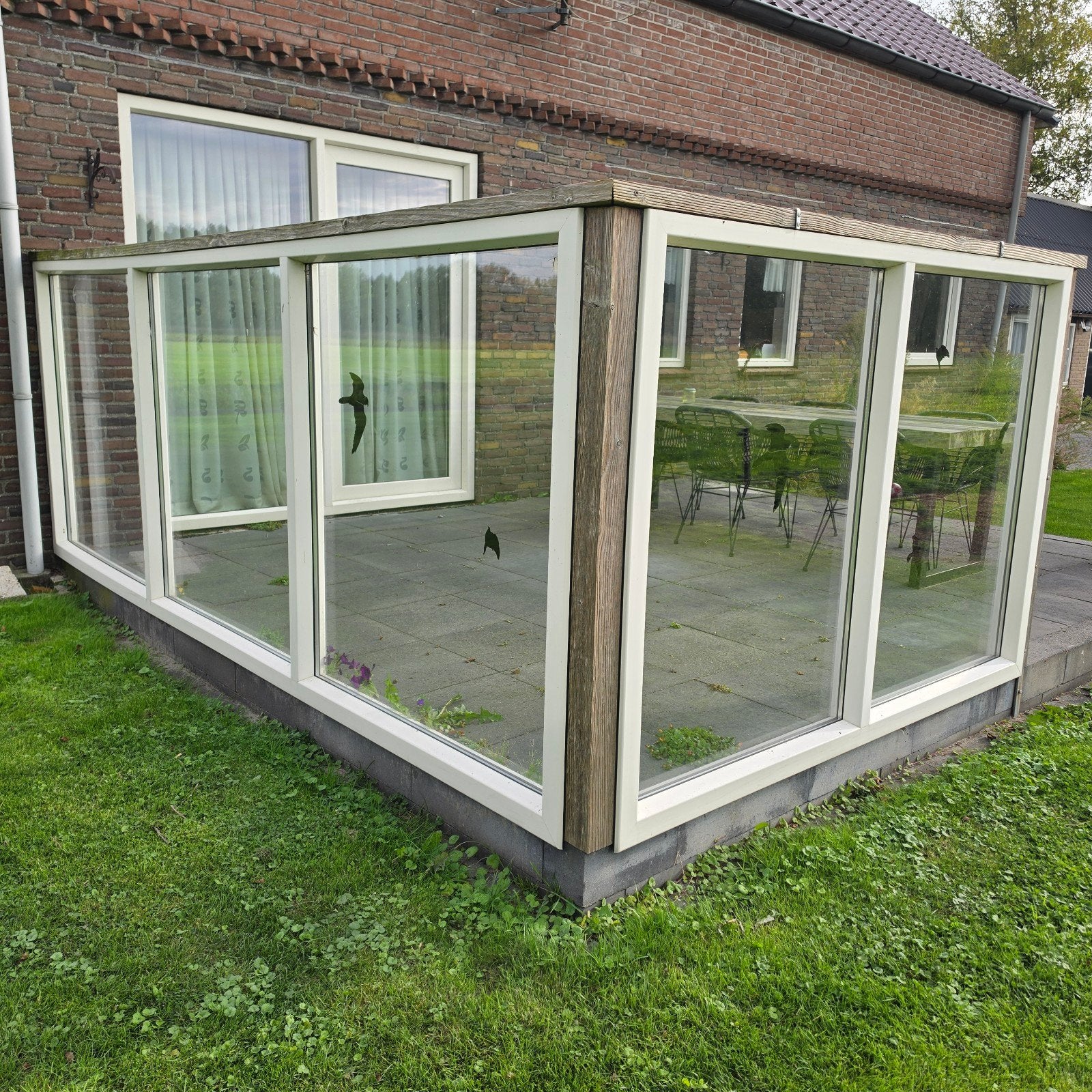 Kunststof kozijnen terras met glas, Ophalen, Gebruikt