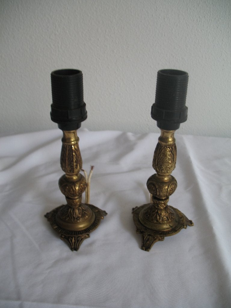 Koper Messing Lampenvoetje 2 X = Setprijs Zolderopruiming, Ophalen of Verzenden