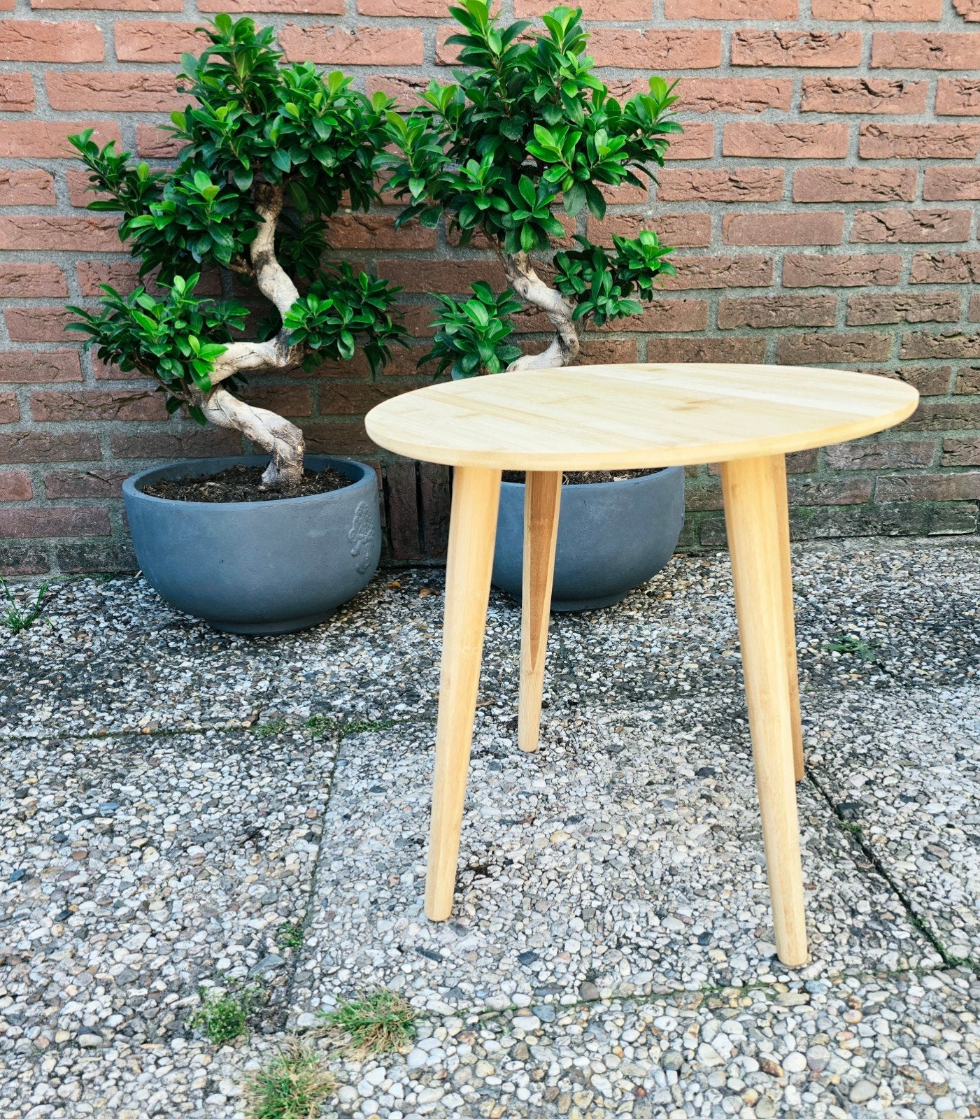 Bamboe bijzettafel 4545 cm, 45 tot 60 cm, Minder dan 55 cm, Modern, Scandinavisch, Rond