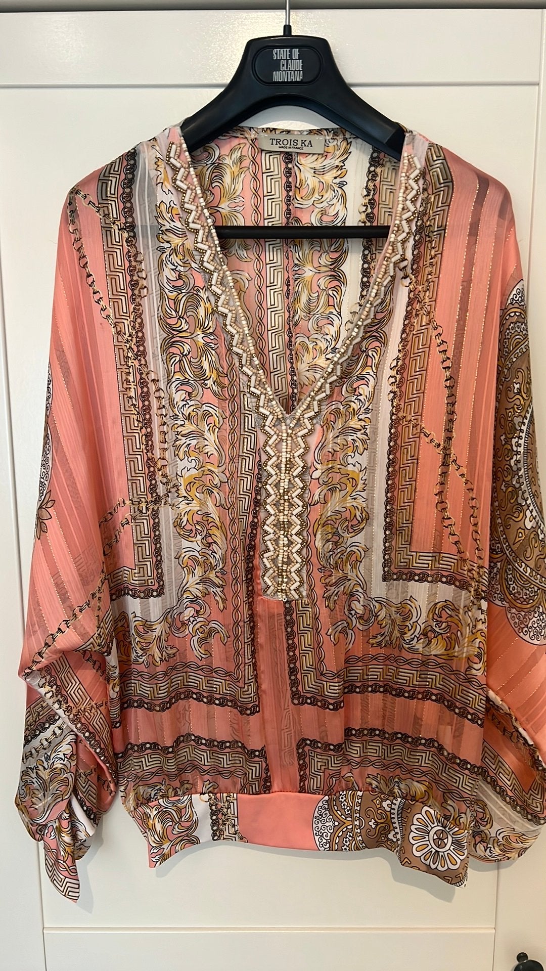 Troiska blouse met barokprint - Universele maat, Ophalen of Verzenden, Zo goed als nieuw, Maat 38/40 (M), Roze