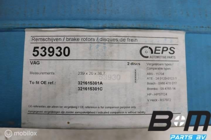 Set remschijven voorzijde VW Golf 1 GTI 321615301C, Gebruikt