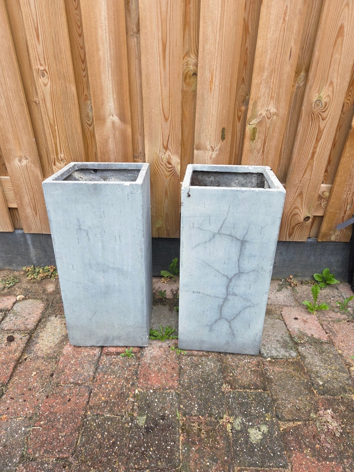 Set van 2 plantenbakken - 60 cm hoog, Ophalen, Gebruikt, Minder dan 60 cm, Vierkant