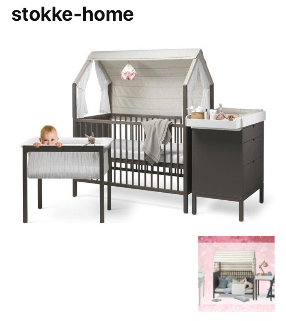 Stokke Home complete kinderkamer, Kinderen en Baby's, Babywiegjes en Ledikanten, Ophalen, Zo goed als nieuw, Ledikant