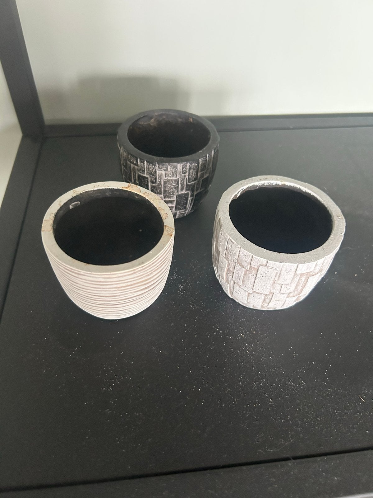 Set van 3 Capi bloempotten - Diverse texturen, Kunststof, Gebruikt, Rond, Binnen