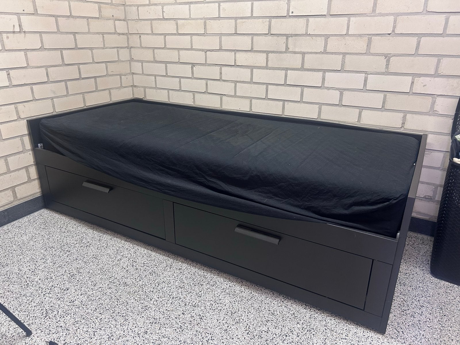 Ikea Brimnes bedbank met lades - nette staat, Ophalen, Eenpersoons, Zwart, Zo goed als nieuw