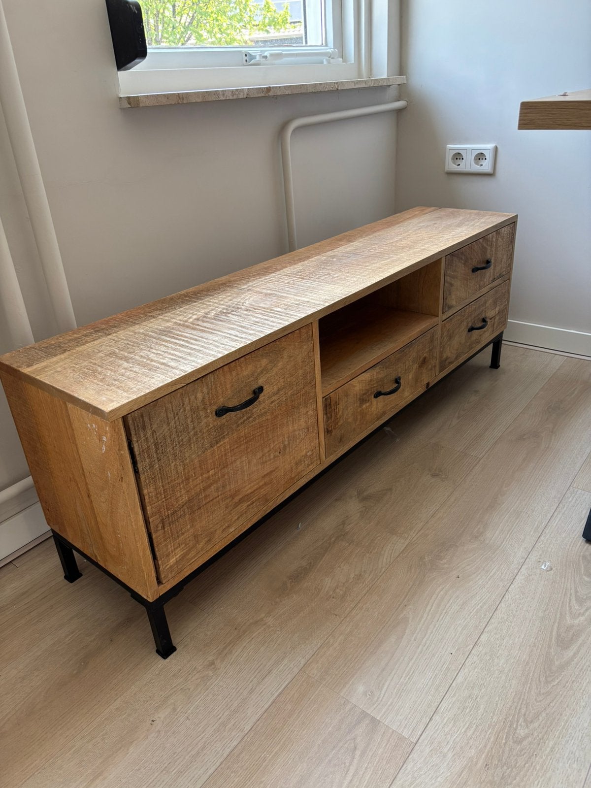 Tv meubel, Huis en Inrichting, Kasten | Televisiemeubels, Ophalen, Gebruikt, 100 tot 150 cm, Eikenhout