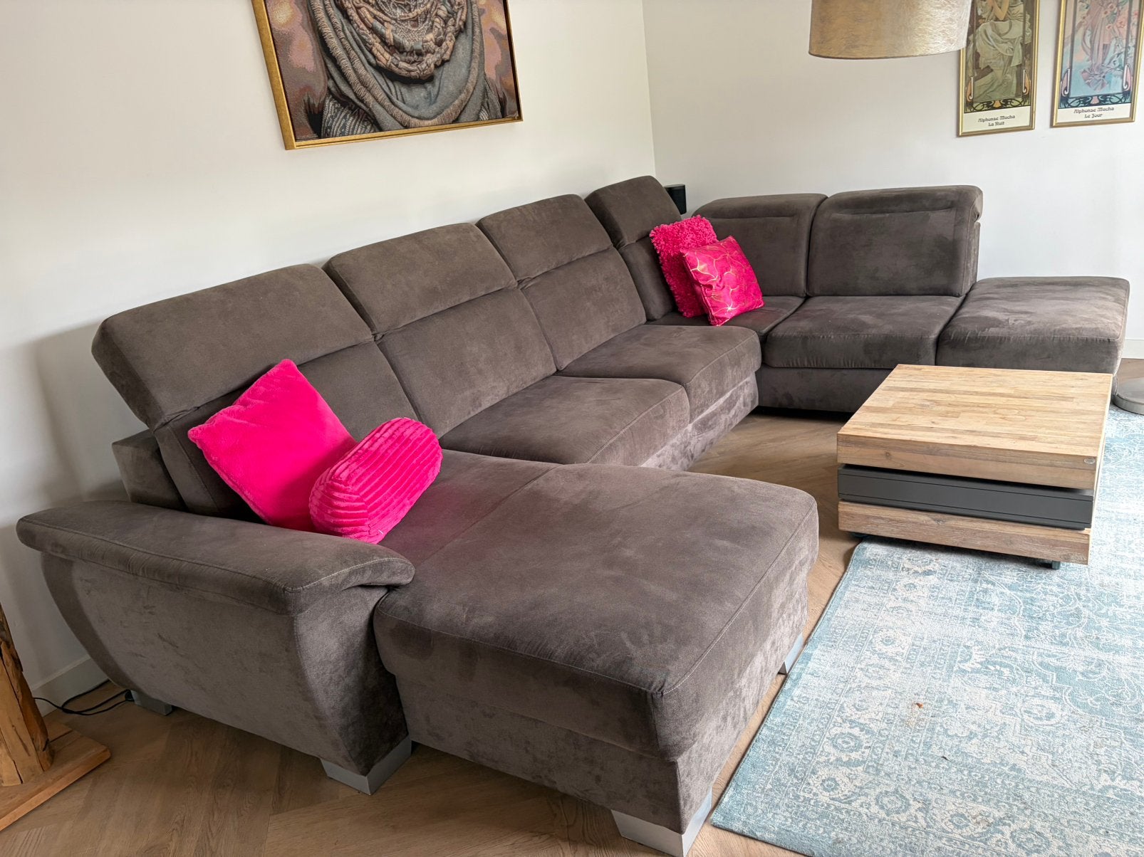 Zitbank, salontafel, eettafel, eetstoelen, staanlamp, Ophalen, Gebruikt