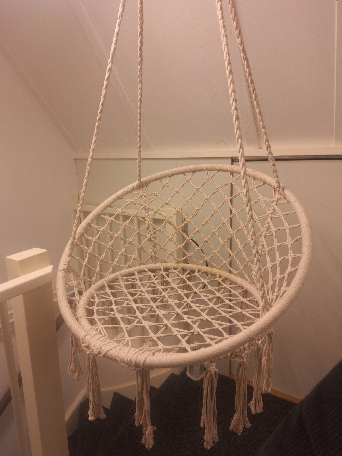 Macramé hangstoel - Boheemse stijl, Wit, Nieuw, Ophalen of Verzenden, Boheems