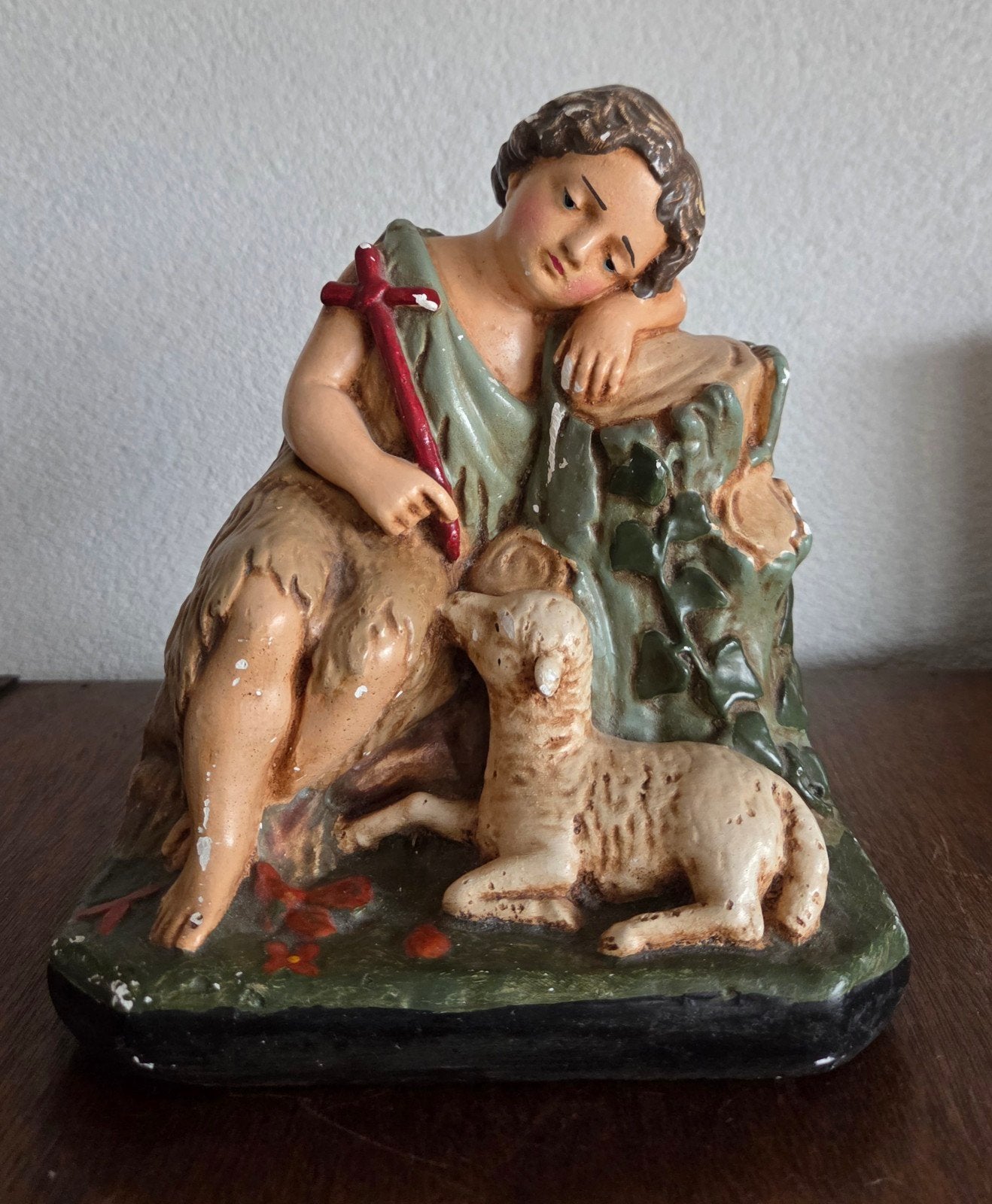 Antiek gipsen heiligenbeeld Sint Janneke (Johannes de Doper), Ophalen of Verzenden