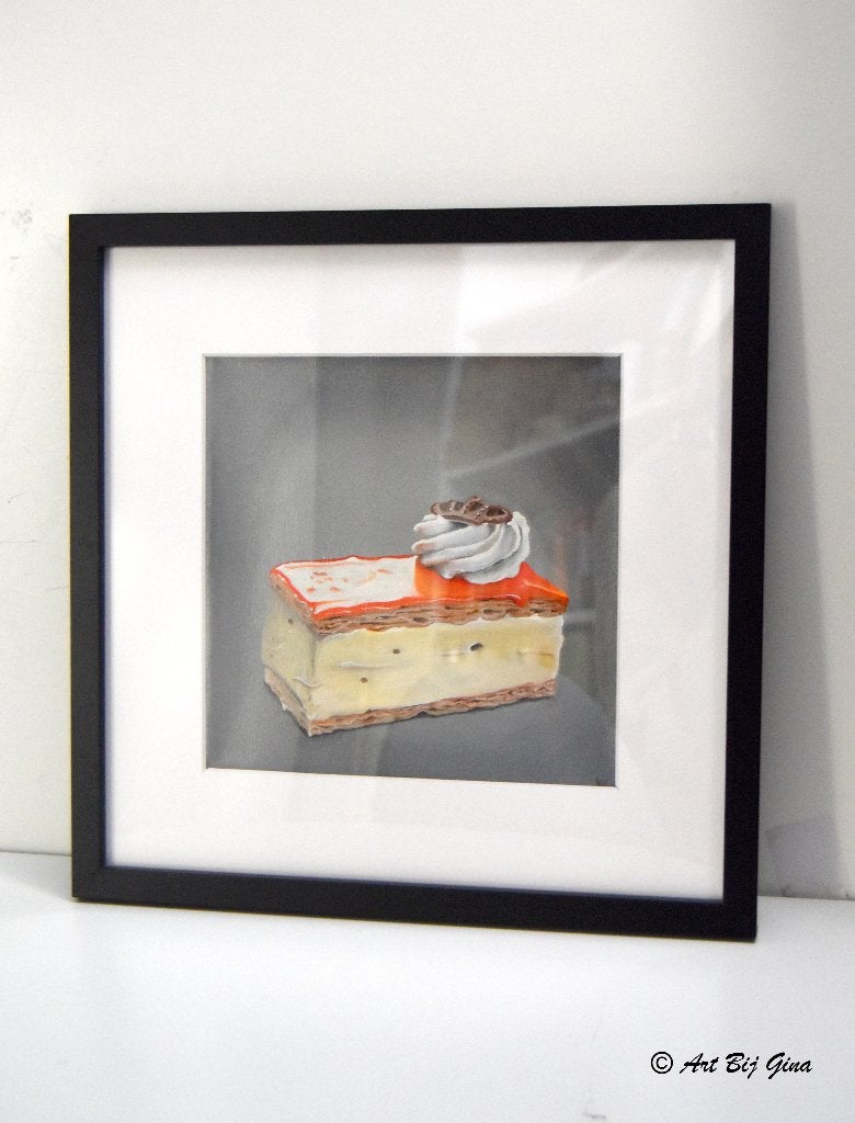 Oranje boven...lekkere Tompouce geschilderd op doek, Antiek en Kunst, Acrylverf, Stilleven, Gelimiteerde oplage, Ophalen of Verzenden