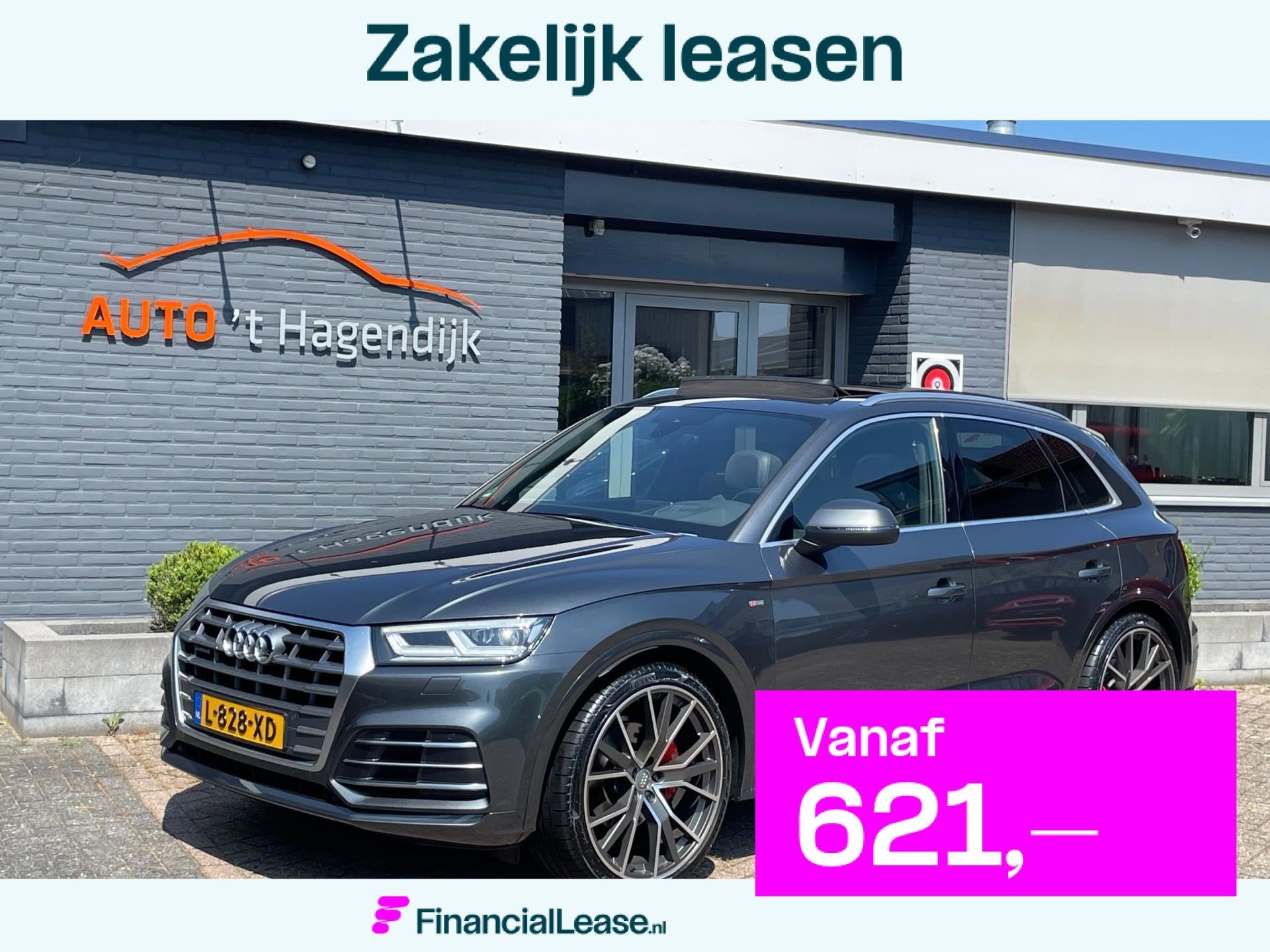 Audi Q5 2.0 TFSI quattro S-line pano trekh luchtv B&O 22”, Automaat, Gebruikt, 4 cilinders, Leder en Stof