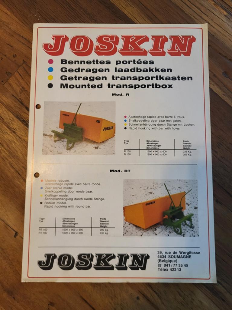 tractor folder Joskin gedragen laadbakken, Boeken, Catalogussen en Folders, Ophalen of Verzenden, Zo goed als nieuw