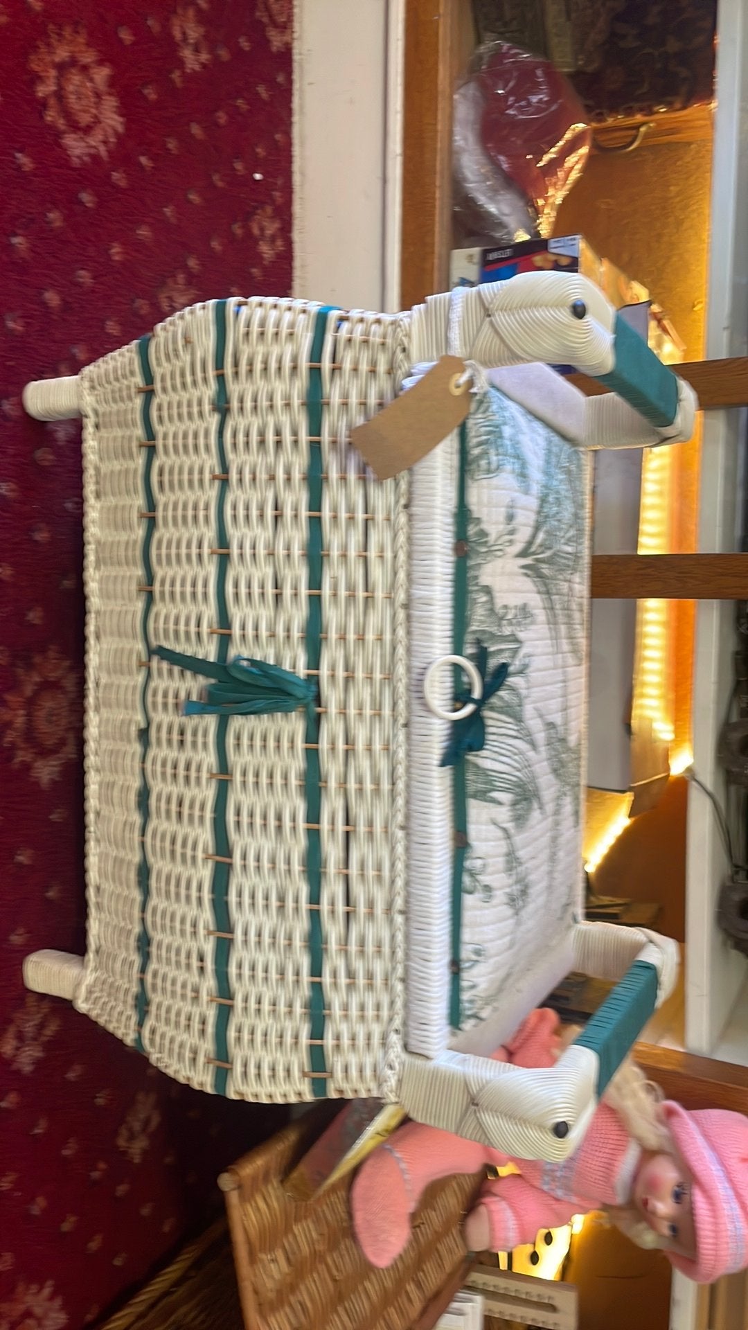 Brocante opbergmand naaimand breimand, Ophalen of Verzenden, Zo goed als nieuw, Rond, Riet