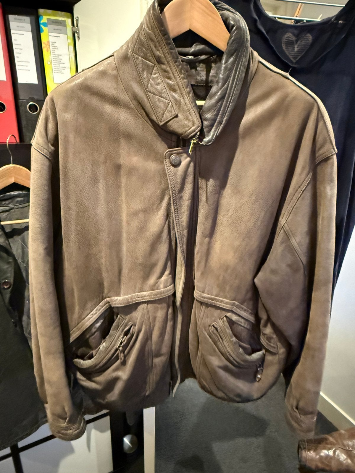 Leren jas, Ophalen, Gedragen, Maat 56/58 (XL), Bruin