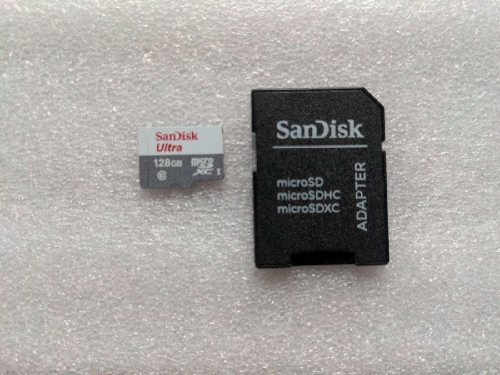 SanDisk Ultra 128GB microSD kaart+ adapter, Ophalen of Verzenden, Zo goed als nieuw, Fotocamera, 128 GB