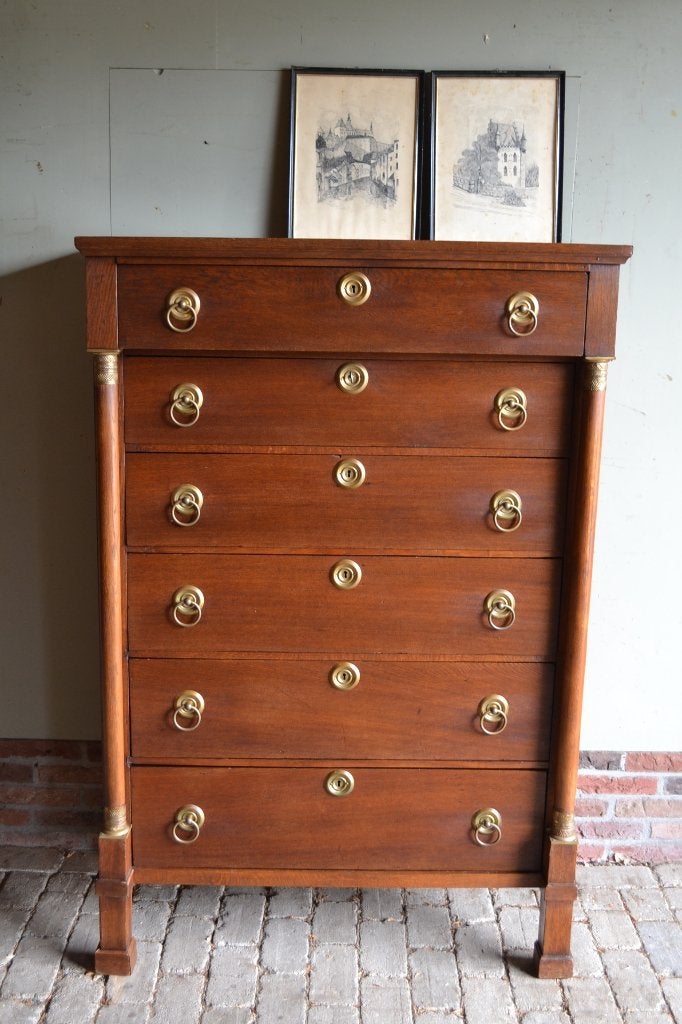 Prachtige antiek eiken houten chiffoniere, ladekast., Antiek en Kunst, Verzenden