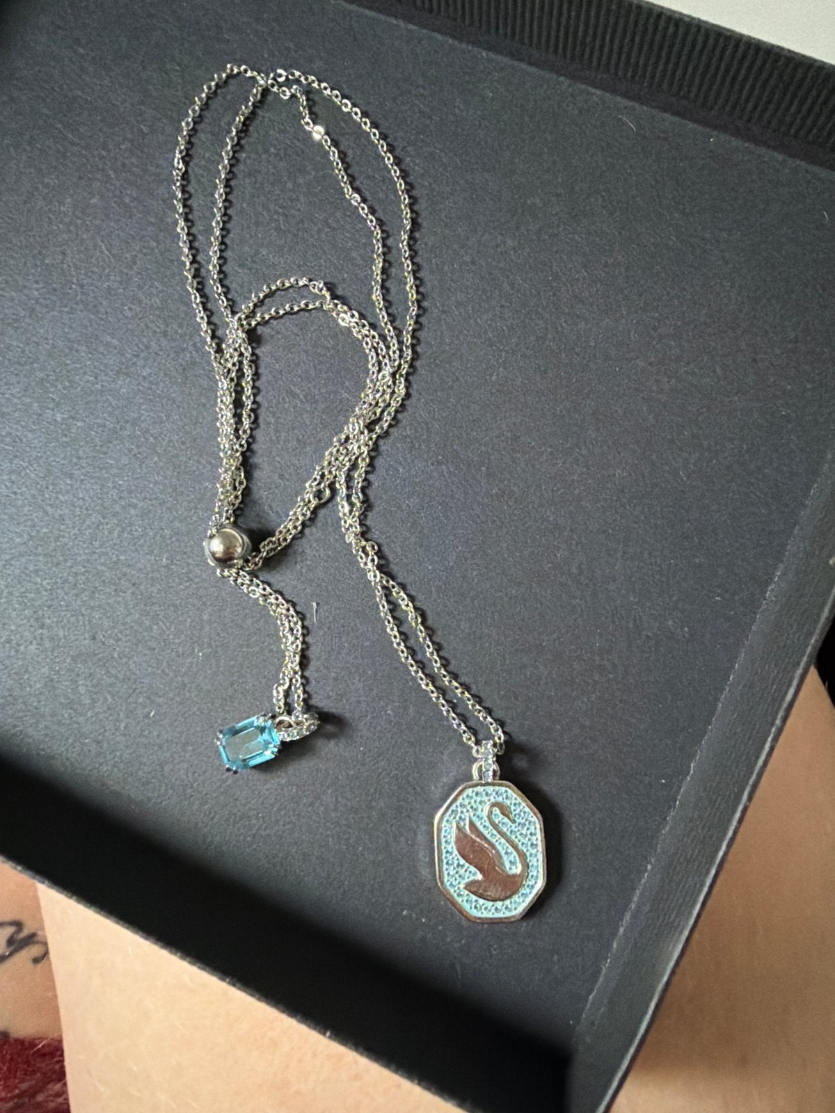 Swarovski ketting zilver met zwaan hanger en kristal, Ophalen of Verzenden, Zo goed als nieuw, Zilver, Met hanger