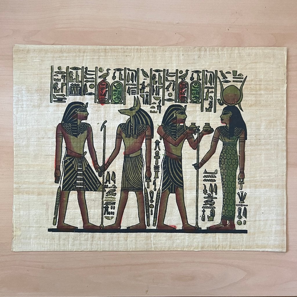Egyptische papyrus met handgemaakte hiërogliefen 4030 cm, Ophalen of Verzenden