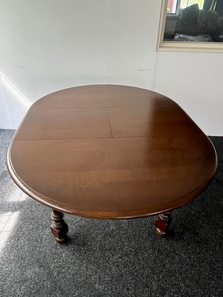 Antieke ronde eettafel van massief eikenhout met 6 stoelen, Antiek en Kunst, Antiek | Meubels | Tafels, Ophalen