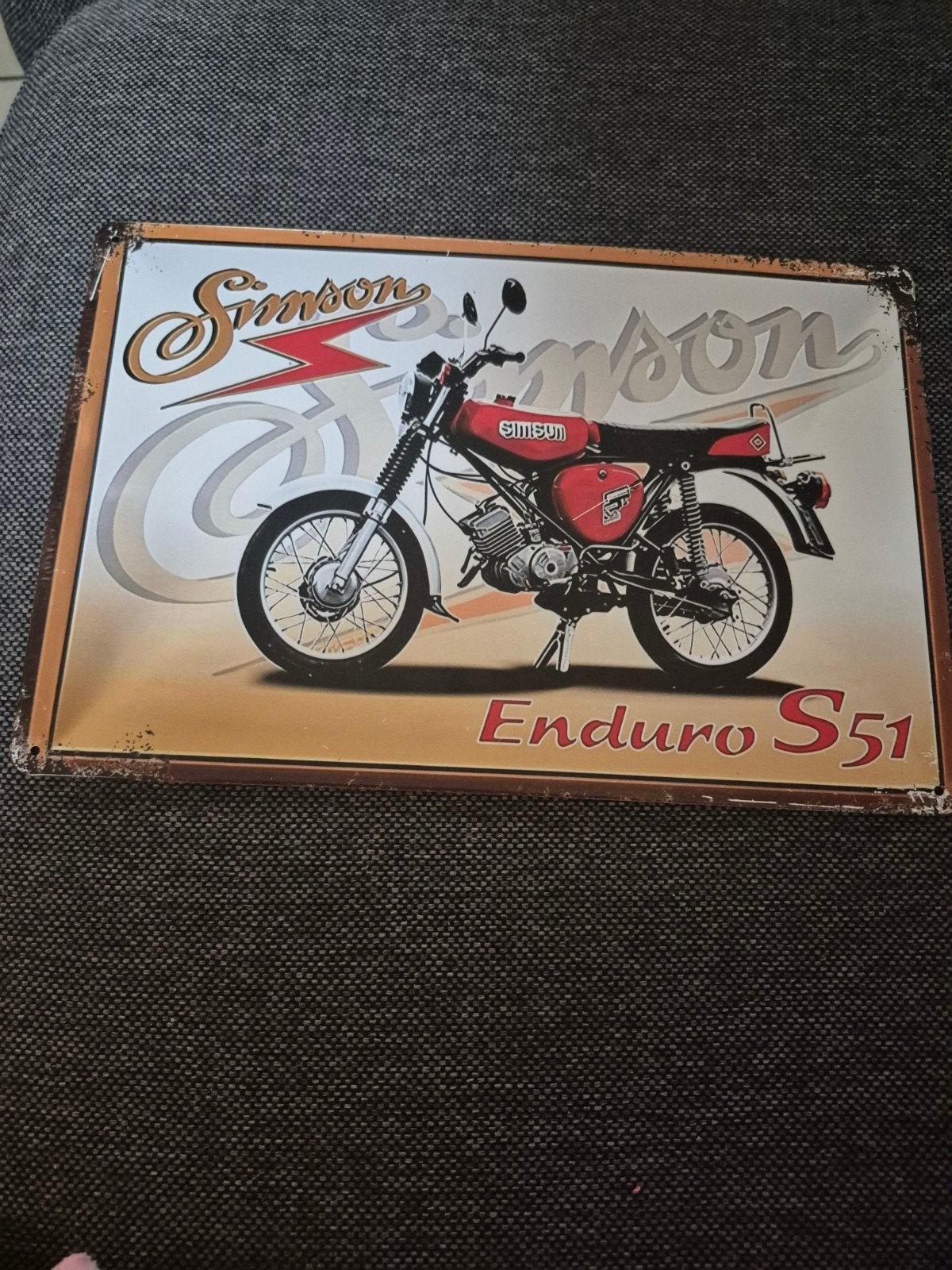 Simson Enduro S51 Metalen Bord - Vintage Motorfiets Decorati, Ophalen of Verzenden, Zo goed als nieuw, Motoren