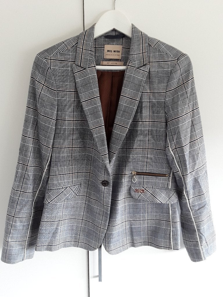 MOS MOSH Blauw/Bruin Geruite Blazer Maat 40, Maat 38/40 (M), MOS MOSH, Blauw, Ophalen of Verzenden