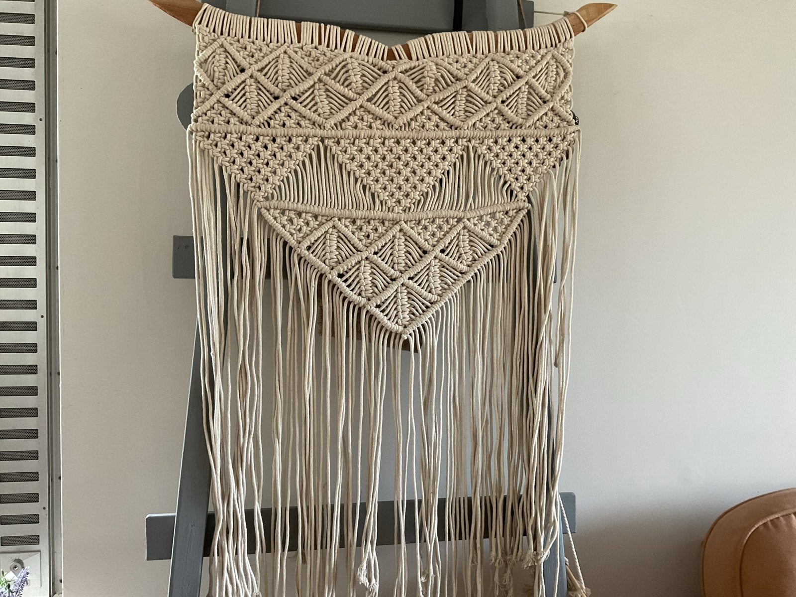 Macramé wandhanger crème 65 x 120 cm, Beige, Textiel, Nieuw, Ophalen of Verzenden