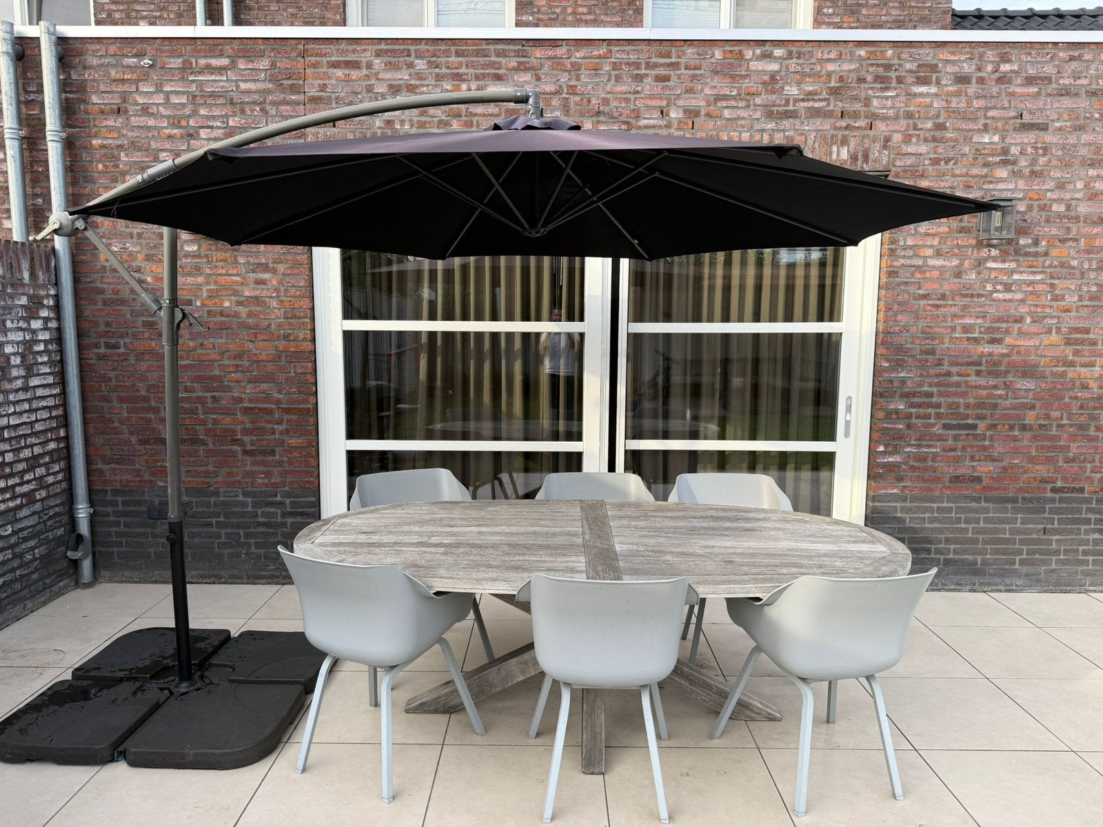 Nette parasol antraciet met hoes, Tuin en Terras, Parasols, Ophalen, Verstelbaar, Gebruikt, 2 tot 3 meter