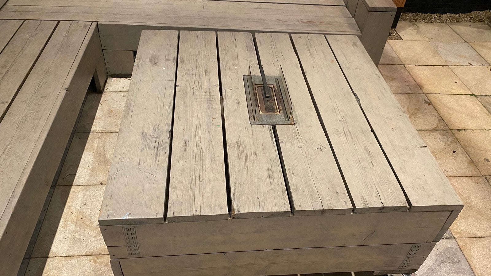 zelfbouw loungeset van steigerhout incl bio-ethanol haard, Ophalen, Gebruikt, Hout