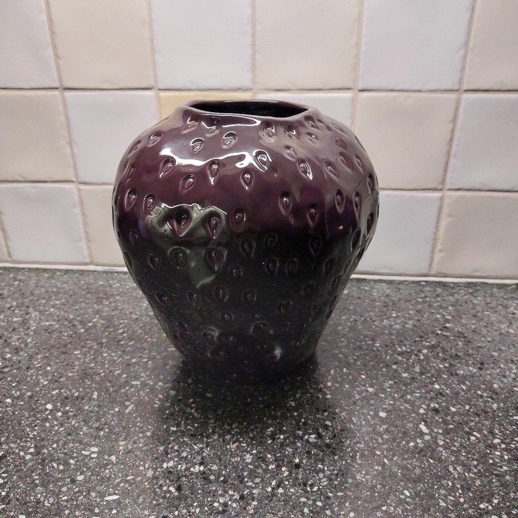Mooie grote "fruit" vaas in aubergine kleur, Ophalen of Verzenden, Nieuw, Steen/keramiek