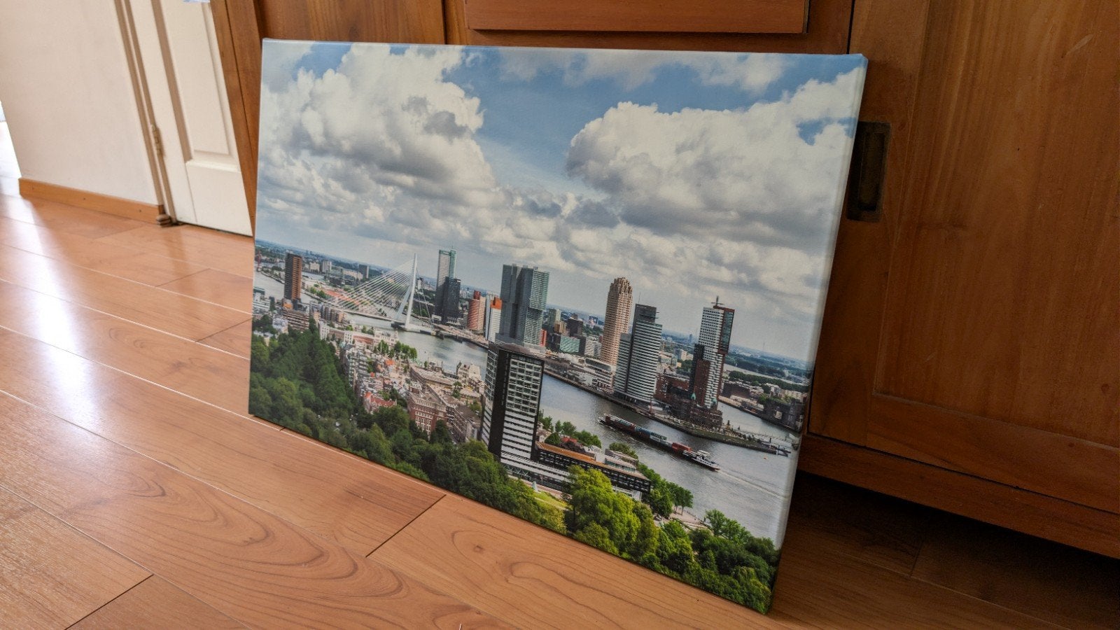 Schilderij Rotterdam Skyline 90x60cm, Ophalen