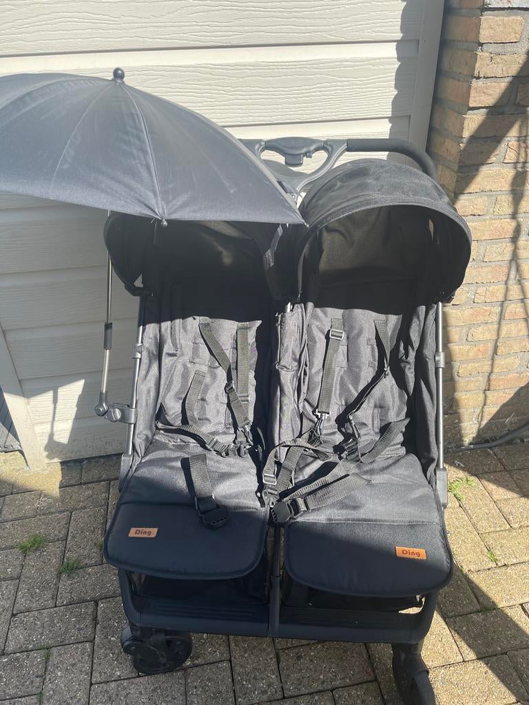 Ding Duowagen - Compacte Tweelingbuggy met Parasol, Gebruikt, Duowagen, Ophalen, Kinderwagen