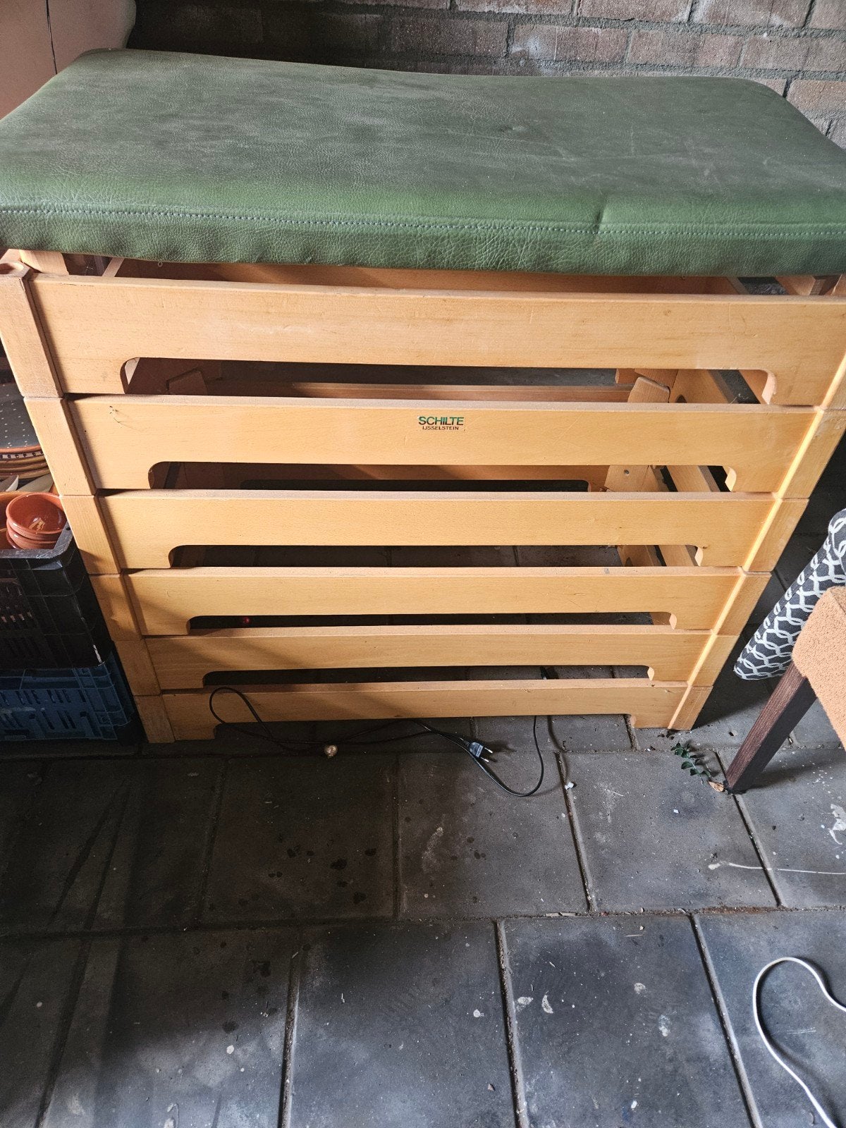 Houten springbok met groen kussen, Ophalen of Verzenden, Gebruikt, Klimsport-accessoire
