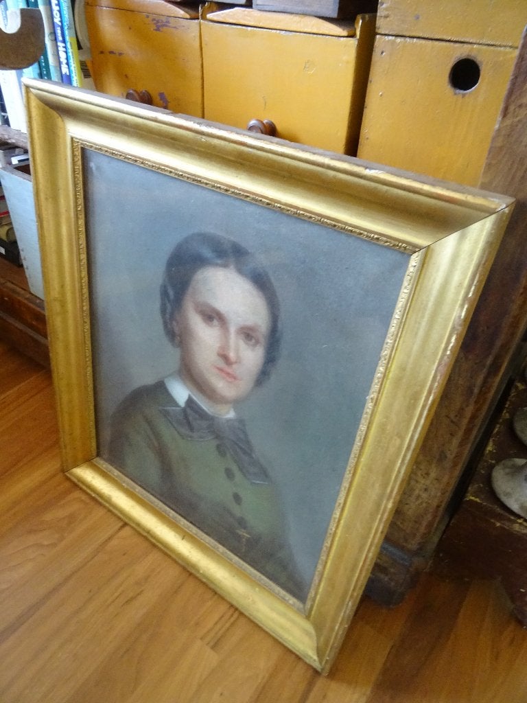 antiek Frans portret schilderij van dame, Ophalen