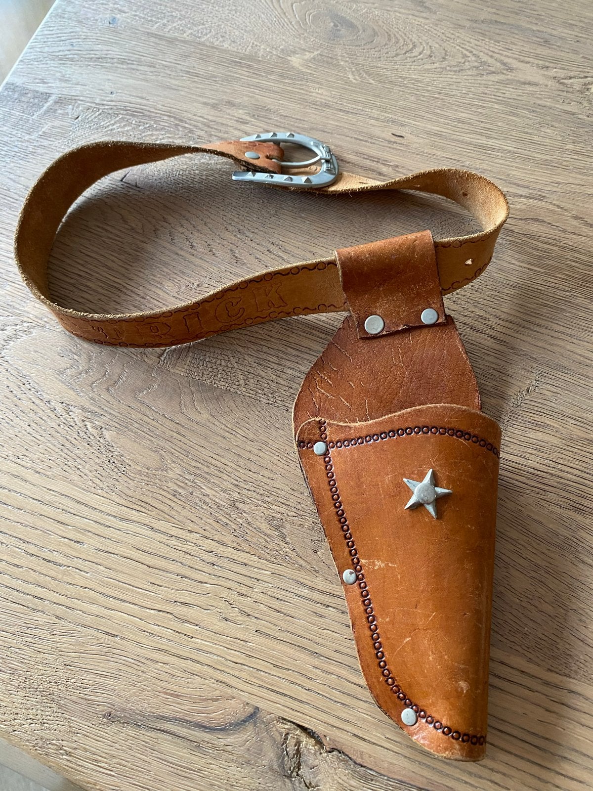 Vintage Leren Cowboyriem met Holster 'PATRICK' - Speelgoed, Ophalen of Verzenden, Gebruikt