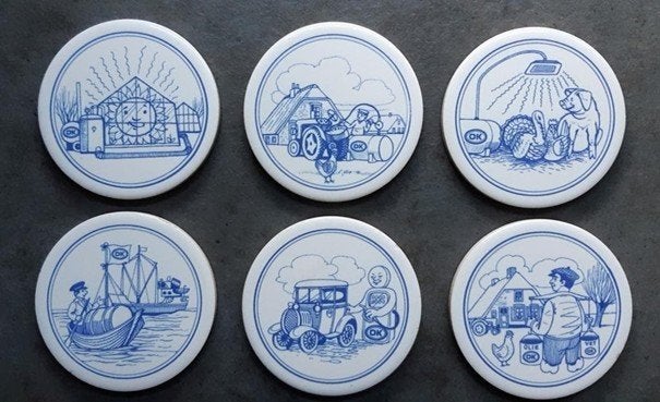 OK Tankstation Onderzetters - Automobilia Collectie, Ophalen of Verzenden, Gebruikt, Gebruiksvoorwerp